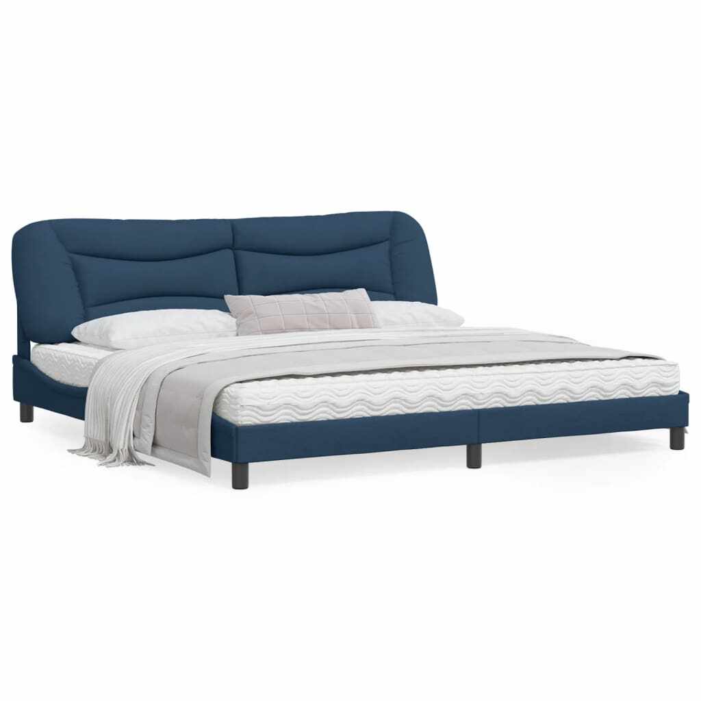 vidaXL Cadru de pat cu lumini LED, albastru, 200x200 cm, textil